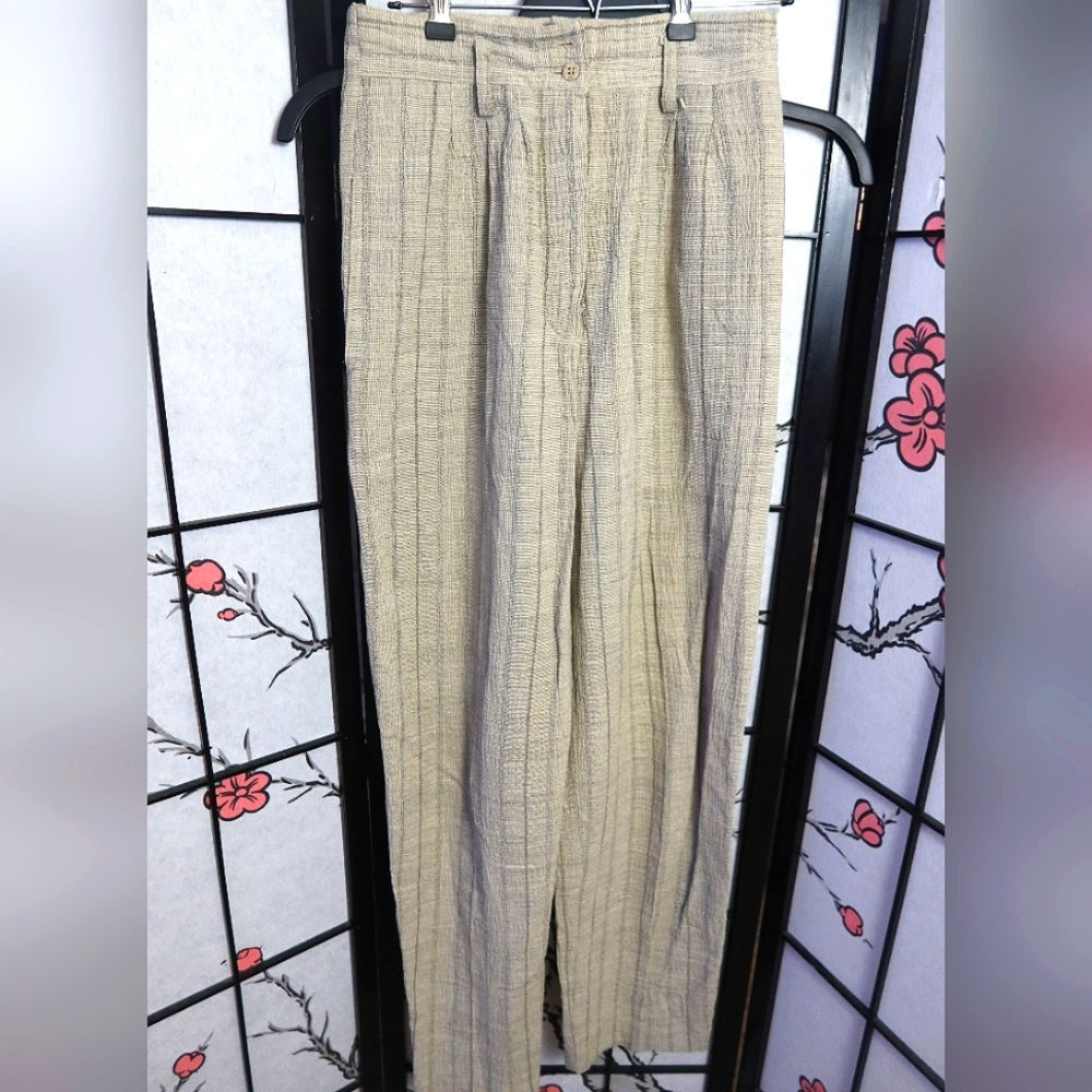 Carole Little Vintage Cream Trousers with Pinstripe Pattern Size 6